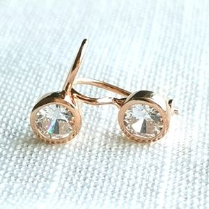 NWT  Gold over Sterling Silver CZ drop earrings